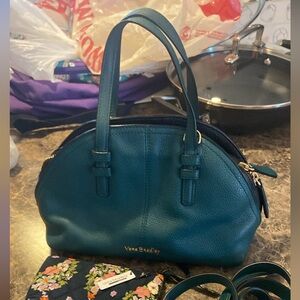 Vera Bradley Dark Green Leather hand / crossbody purse